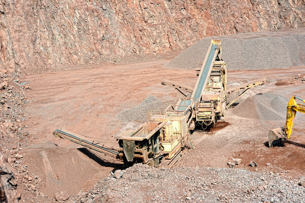 stone crusher in a quarry. mining industry