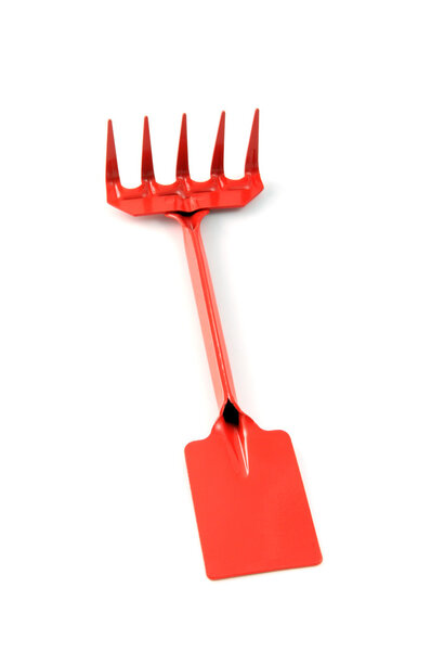 красный сад вилкой на белом изолированном фоне
