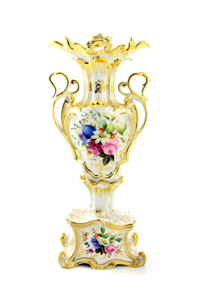 Antique vase of historicism time with floral paintings — Stock Photo, Image