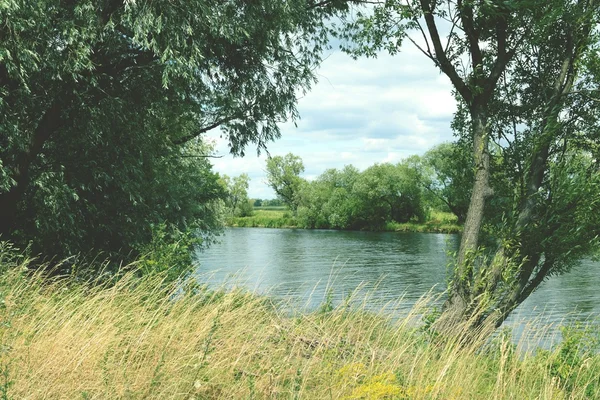 Krajobraz rzeki Havel, w okresie letnim (Havelland, Niemcy) — Zdjęcie stockowe
