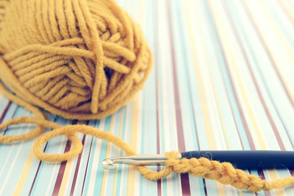 Crocheting with wool ball — Stock Photo, Image