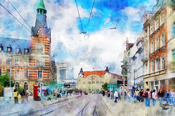 Erfurt Cityscape Thuringia 사람들 — 스톡 사진