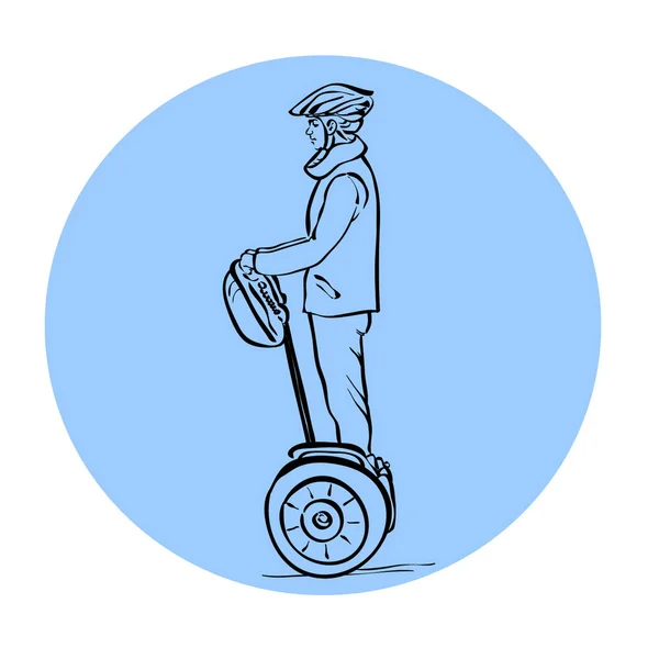 Drawing of a man on a Segway — Stock Vector