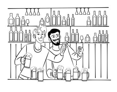 iki arkadaşlar eğlenmeye resmini bira ile çubuk