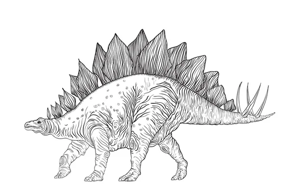 Picture stegosaurus, dibujado con tinta — Vector de stock
