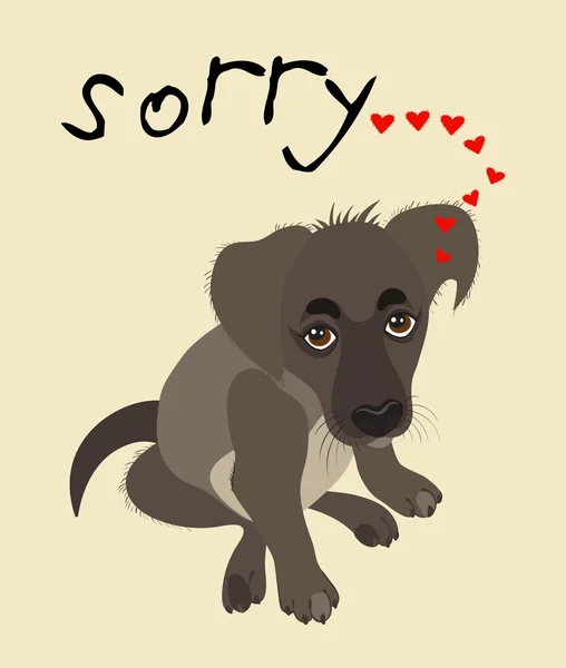 Illustratie met een puppy sorry — Stockvector