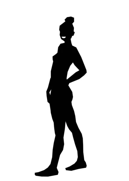 Digital Silhouette Slender Woman Side — Stock Vector