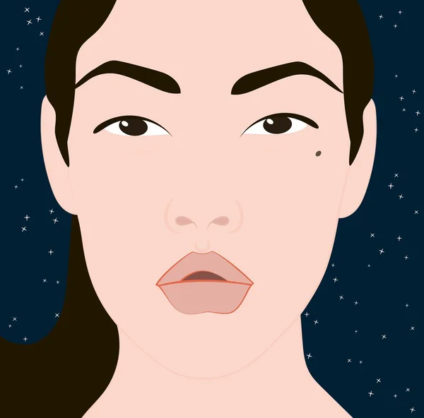 Oriental cara chica — Vector de stock