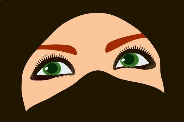 Oriental chica con ojos verdes — Vector de stock