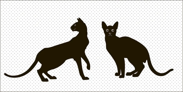 Силуэты двух восточных кошек — стоковый вектор