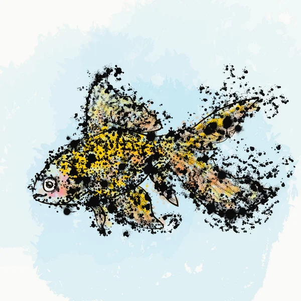 Goldfish painted ink — Stock Vector