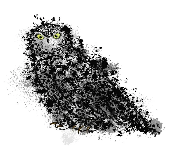 猫头鹰在油墨中绘制 — 图库矢量图片