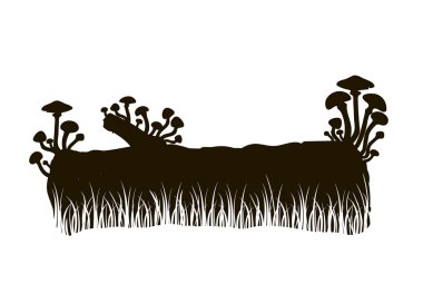 mantar çim bir oturum silüeti