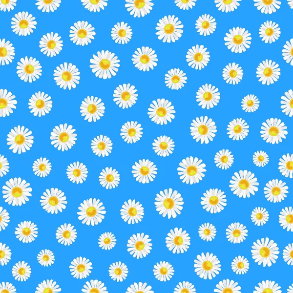 Nahtlose helle Gänseblümchen auf blauem Hintergrund — Stockvektor