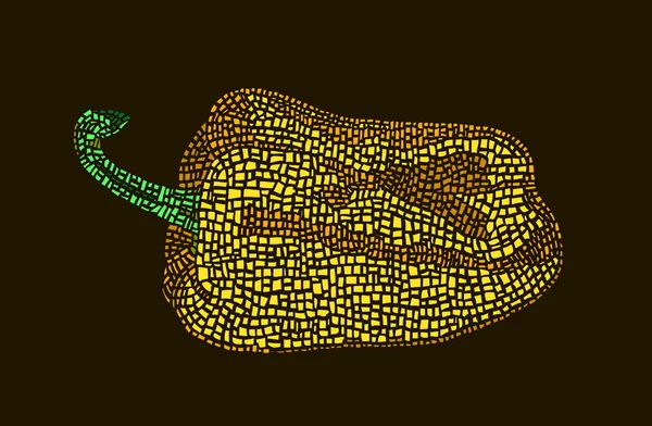 Ilustración de un mosaico de pimiento amarillo — Vector de stock