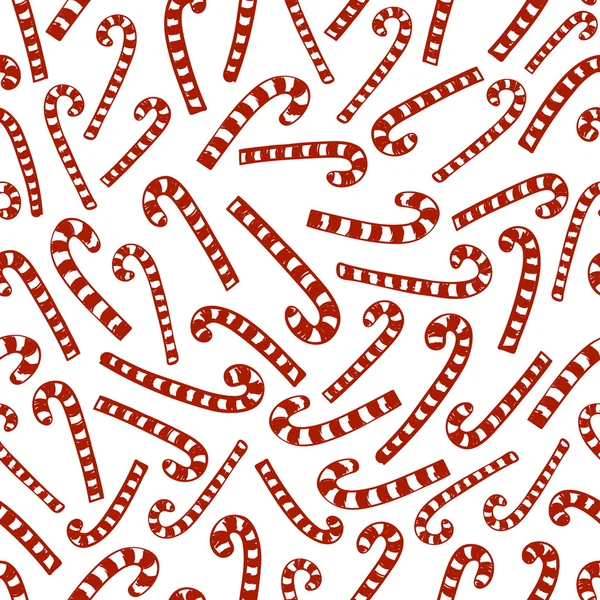 Bezszwowe czerwony pasiasty Boże Narodzenie cukierków laski na białym tle — Wektor stockowy