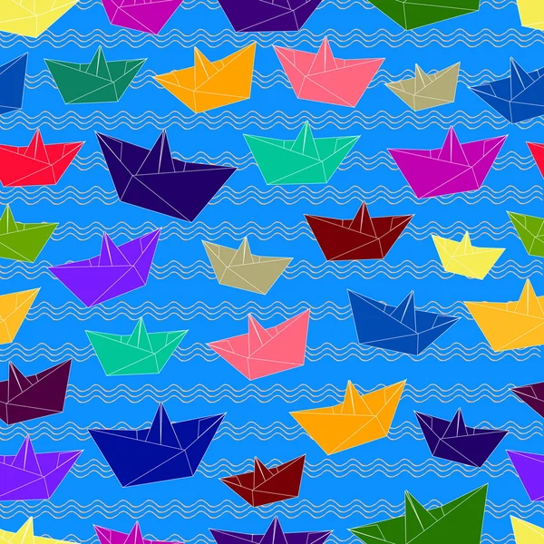Seamless colorful paper boats — Stock Vector