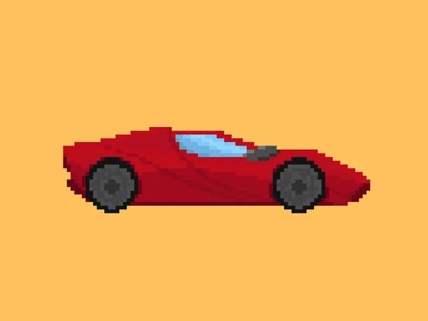 Иллюстрация красного спортивного автомобиля в пиксельном стиле — стоковый вектор