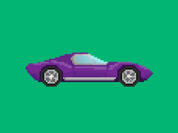 Illustration av lila sportbil i pixel-stilen Stockillustration