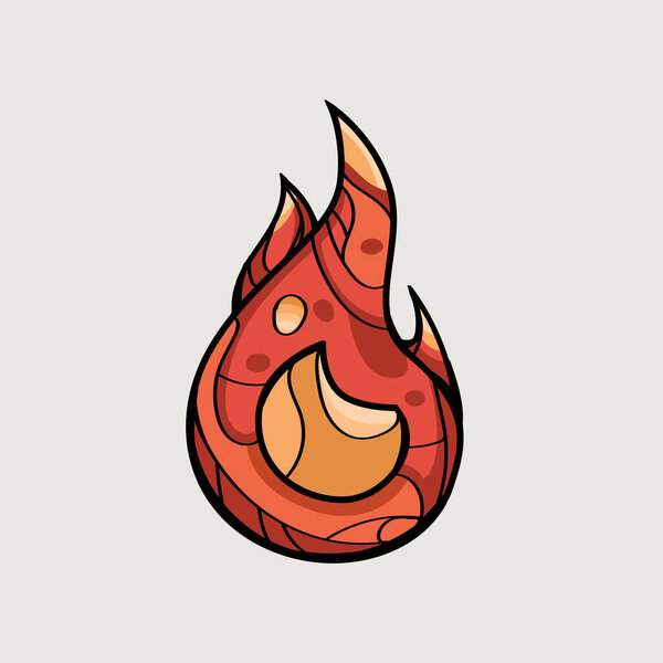 Logo with fire stylized in cartoon style