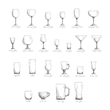 Stemware hazır, siyah ve beyaz