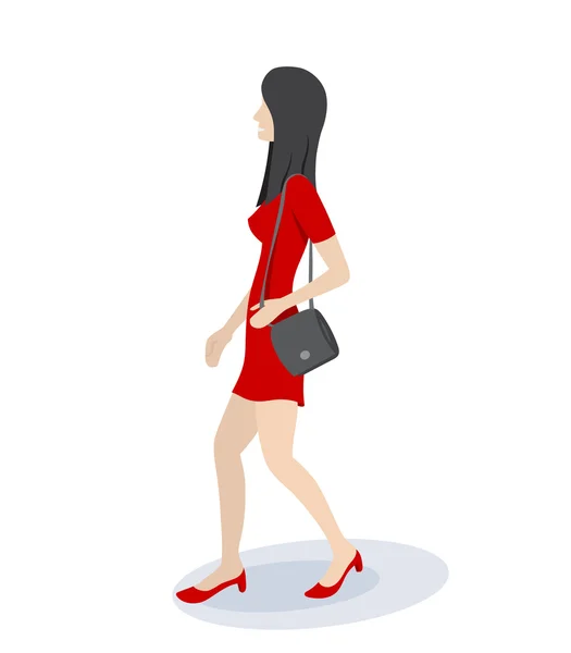 Woman In Red Dress — Stock Vector