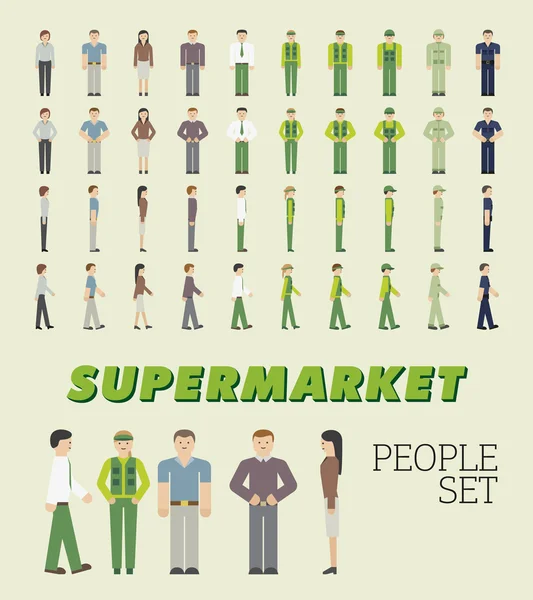 Supermarket People Set — Stock Vector