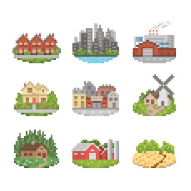 City And Town Icon Set clipart