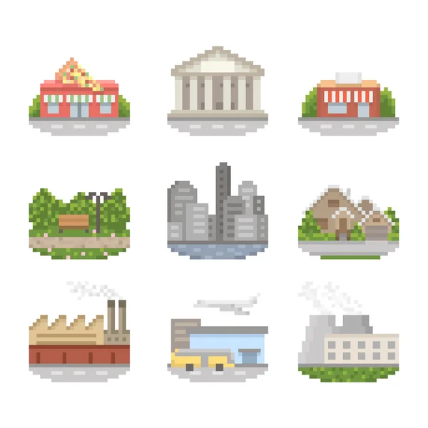 Set icona della città — Vettoriale Stock