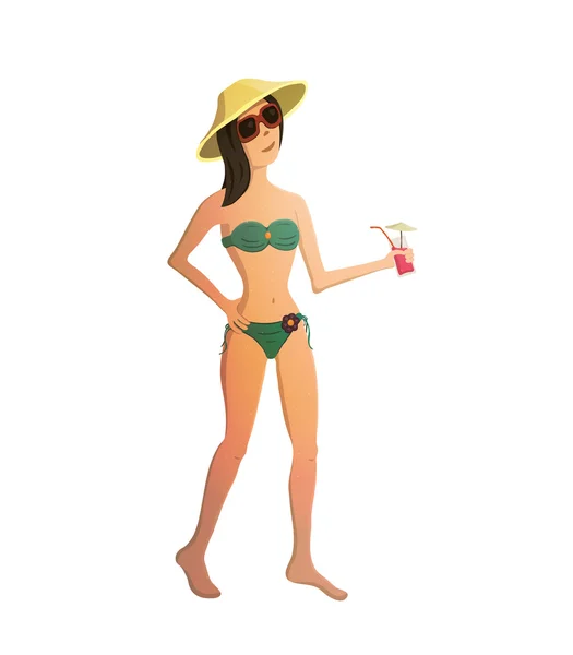 Mujer en bikini — Vector de stock