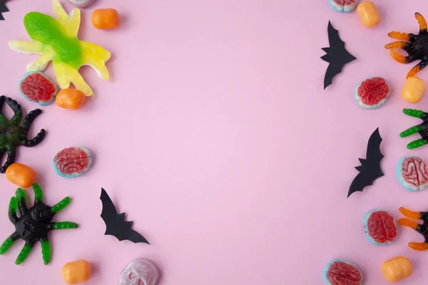 Halloween Candy Pink Background — Stock Photo, Image