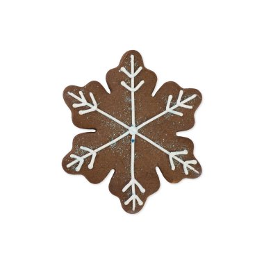 Geleneksel Noel kar taneli zencefilli ekmek izole edilmiş beyaz arka plan.