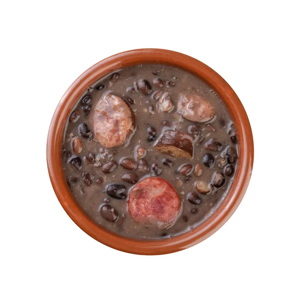 Feijoada Tradicional Brasileira Isolada Sobre Fundo Branco — Fotografia de Stock