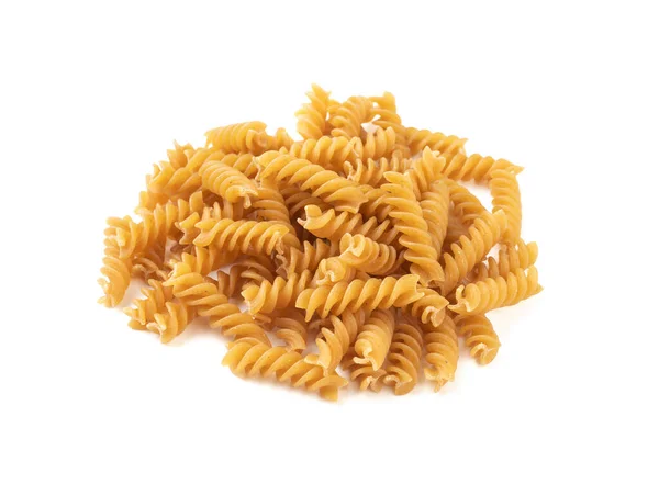 Gehele Tarwe Fusilli Pasta Geïsoleerd Witte Achtergrond — Stockfoto