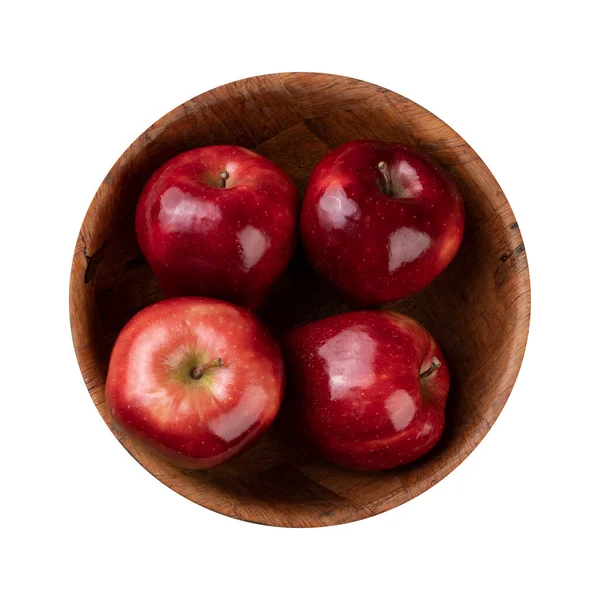 Pommes Rouges Dans Bol Isolé Sur Fond Blanc — Photo