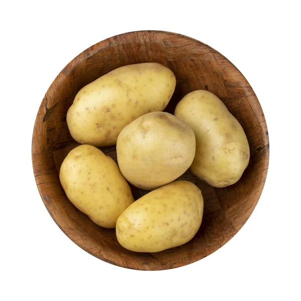 Batatas Uma Tigela Isolada Sobre Fundo Branco — Fotografia de Stock