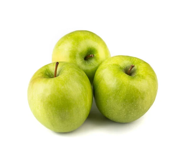 Groupe Pommes Vertes Isolées Sur Fond Blanc — Photo