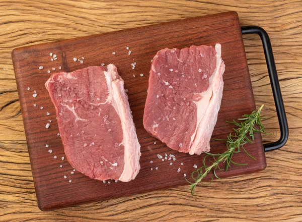 Snijd Rauw Ancho Rundvlees Typisch Argentijns Gesneden Houten Plank Met — Stockfoto