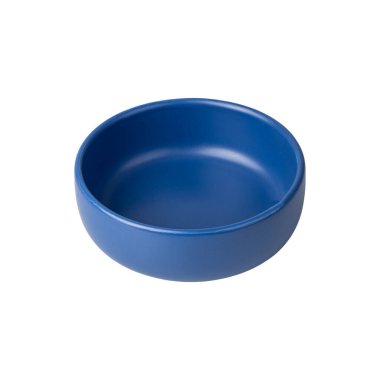 Blue ceramic bowl isolated over white background.