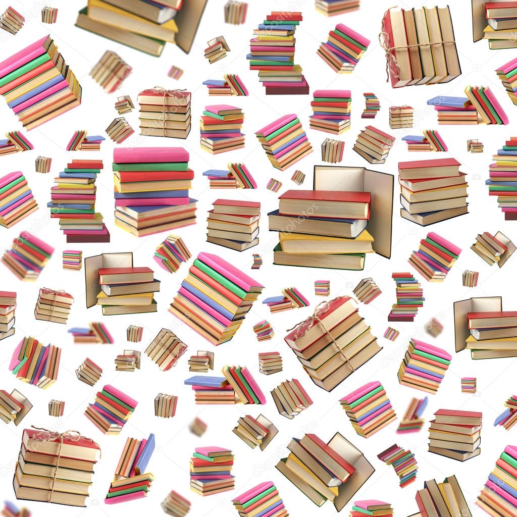 A stack of books on white background. Background.