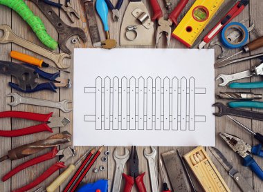 Bir ahşap zemin, üstten görünüm üzerinde araçları