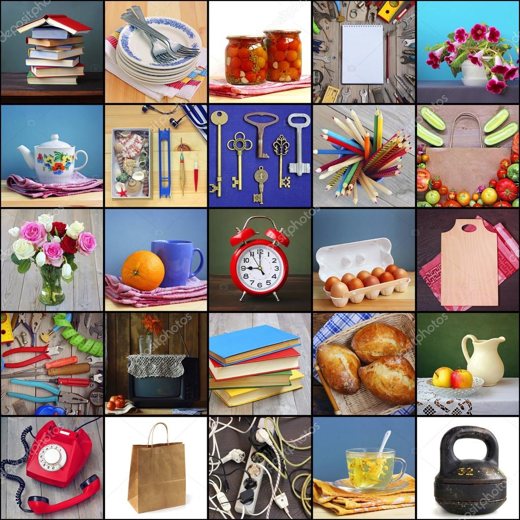 Household items, collage. — Stock Photo © BalaguR #105699002