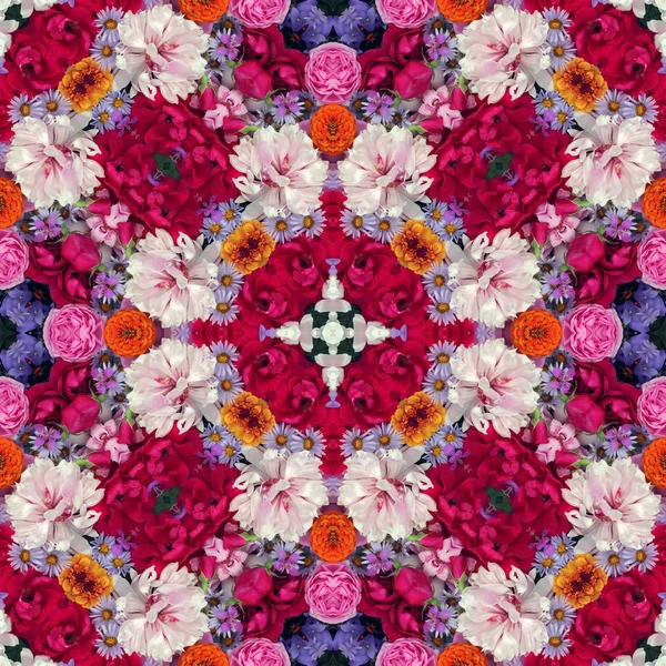 Floral background. Peonies and roses, the effect of a kaleidosco