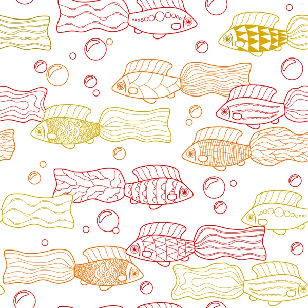 Seamless pattern with hand drawn fishes. Vector. — Stock Vector