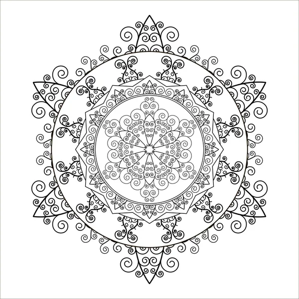 Coloring book. Mandala in the shape of snowflakes. Vector. — Stock Vector