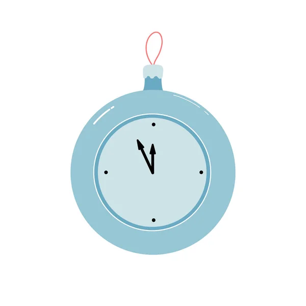 Χριστουγεννιάτικη Μπάλα Ένα Ρολόι Απομονωμένο Λευκό Φόντο Σύμβολο Του Νέου — Διανυσματικό Αρχείο