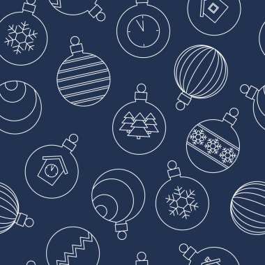 Noel toplarıyla şenlikli, pürüzsüz desen. vektör illüstrasyonu.
