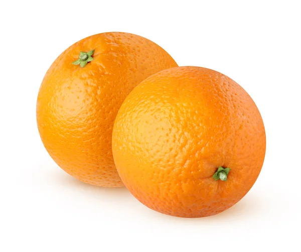 Изолированные Апельсины Два Цитрусовых Белом Фоне — стоковое фото