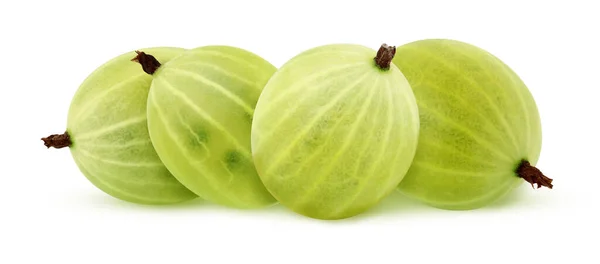 Isolate Green Gooseberry Pile Whole Ripe Berries Isolated White Background — Stock Photo, Image
