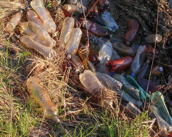 Contaminación Ambiental Muchas Botellas Plástico Desechadas Basura Problema Ecología —  Fotos de Stock